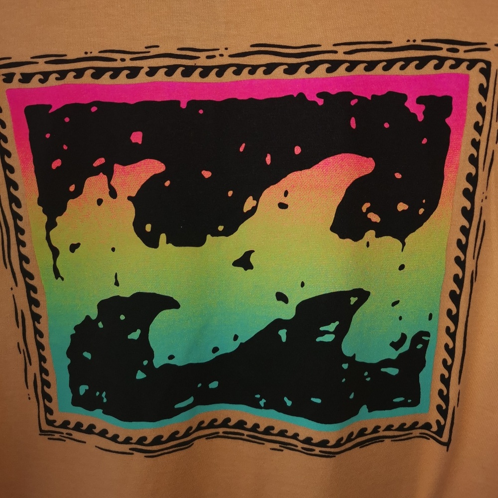 NEW W/O TAGS - Billabong Short Sleeve Crayon Wave Tee. Orangey/Peach